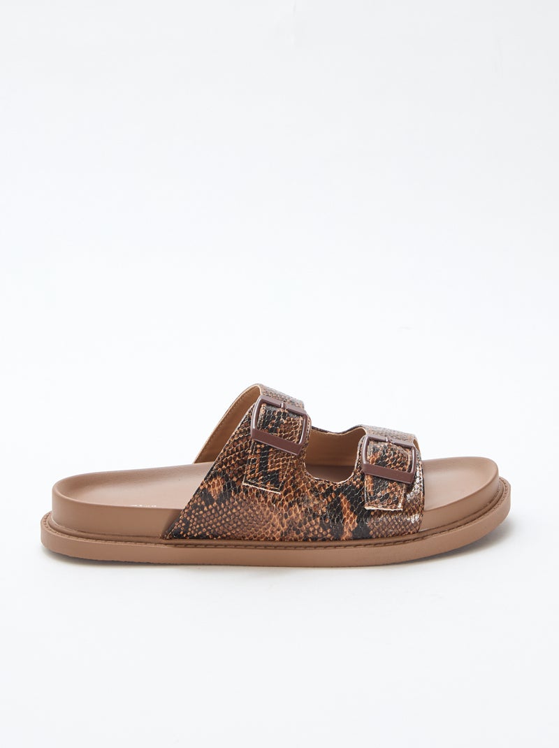 Mules dorate a doppia fascia Beige - Kiabi