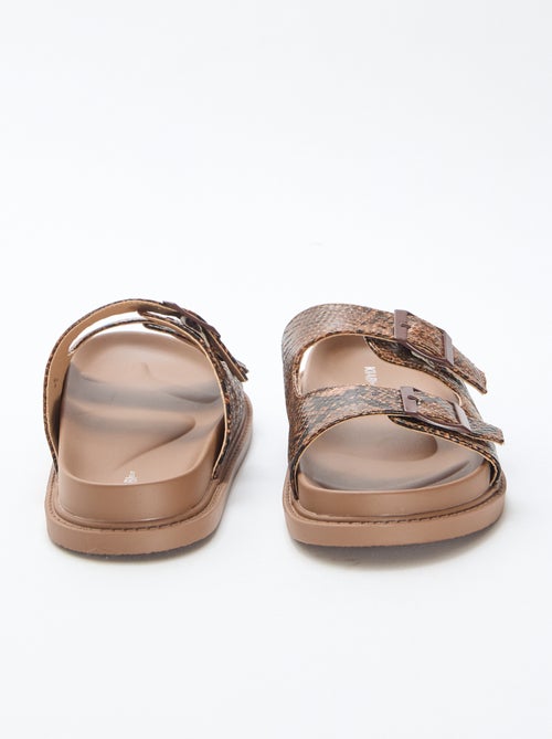 Mules dorate a doppia fascia - Kiabi