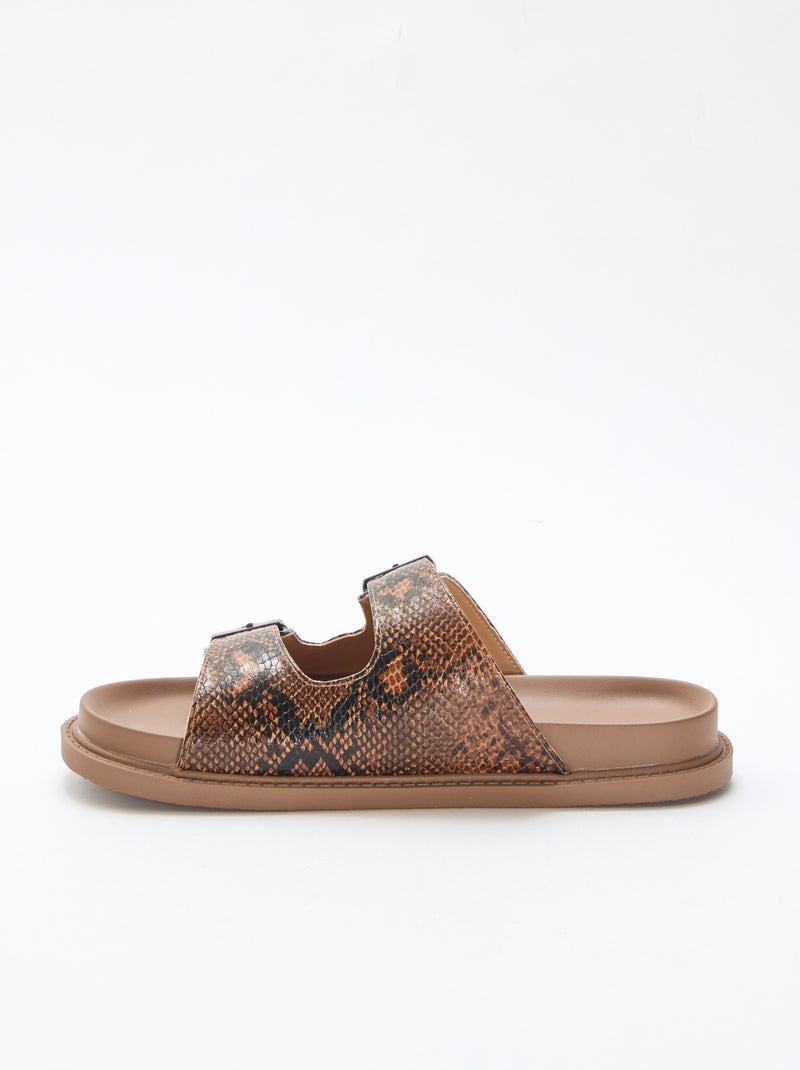 Mules dorate a doppia fascia Beige - Kiabi