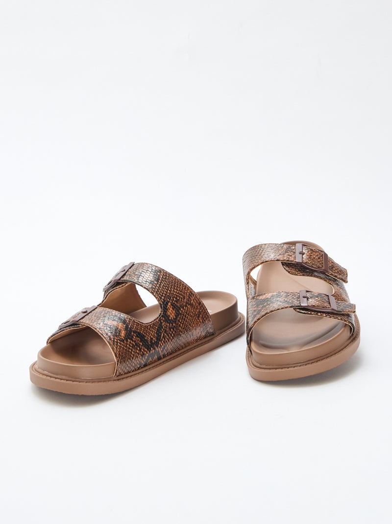 Mules dorate a doppia fascia Beige - Kiabi