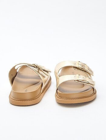 Mules dorate a doppia fascia