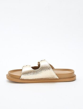 Mules dorate a doppia fascia