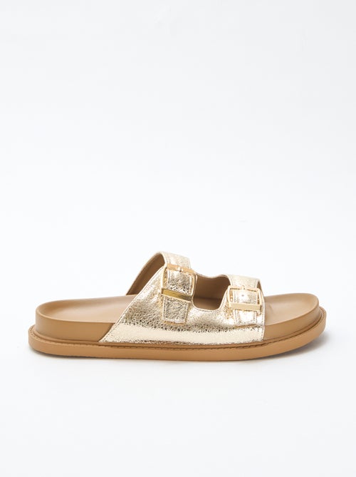 Mules dorate a doppia fascia - Kiabi