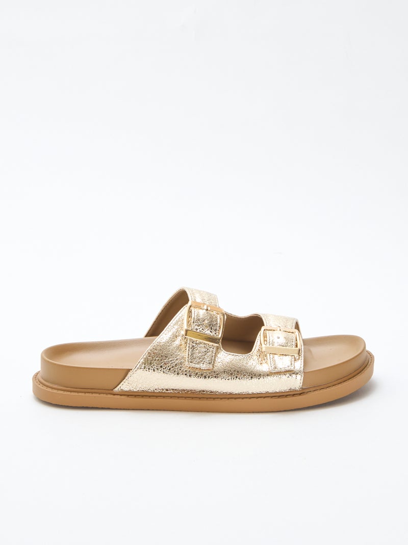 Mules dorate a doppia fascia Giallo - Kiabi