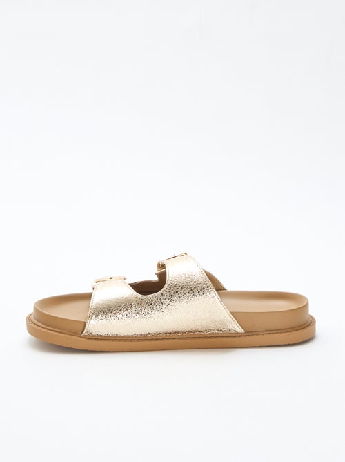 Mules dorate a doppia fascia - Kiabi
