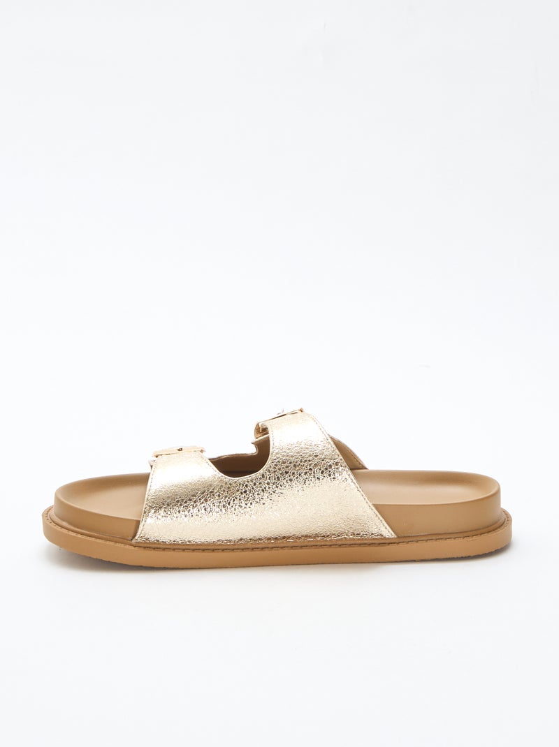 Mules dorate a doppia fascia Giallo - Kiabi