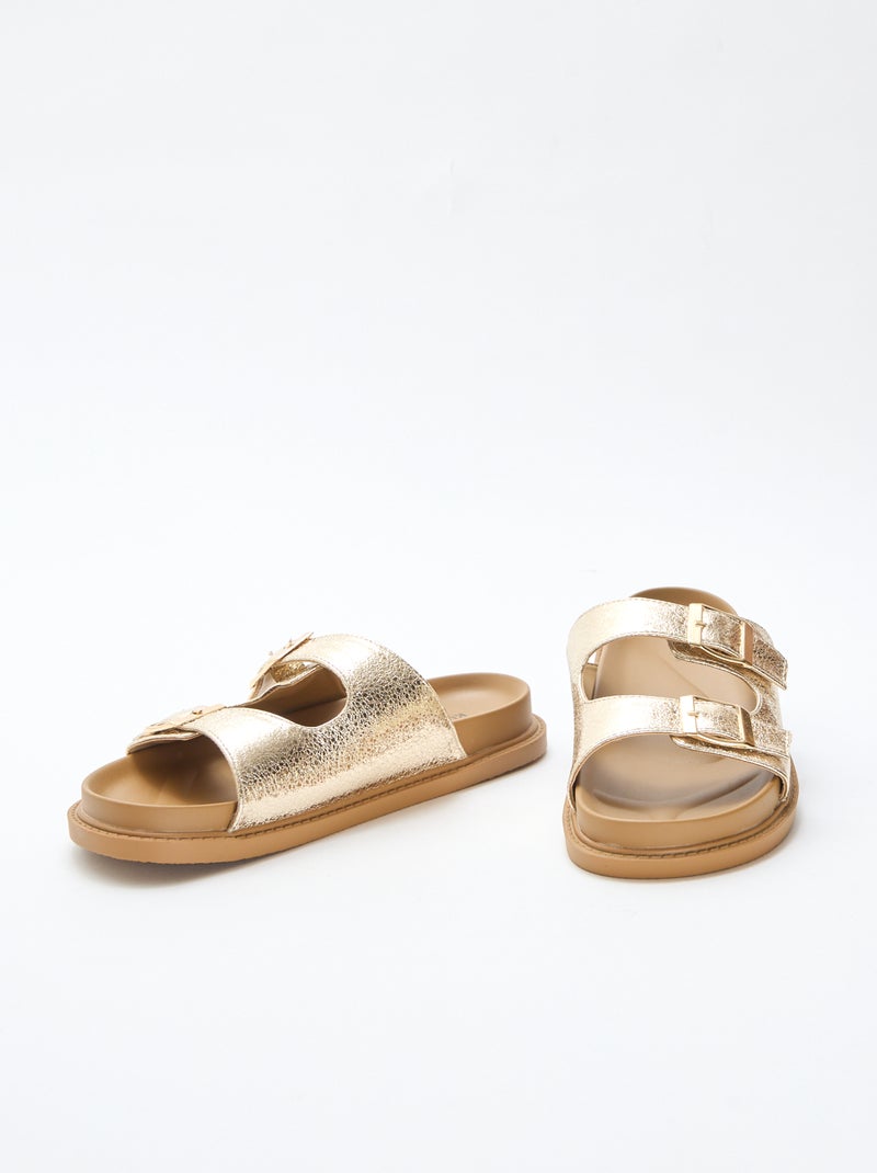 Mules dorate a doppia fascia Giallo - Kiabi