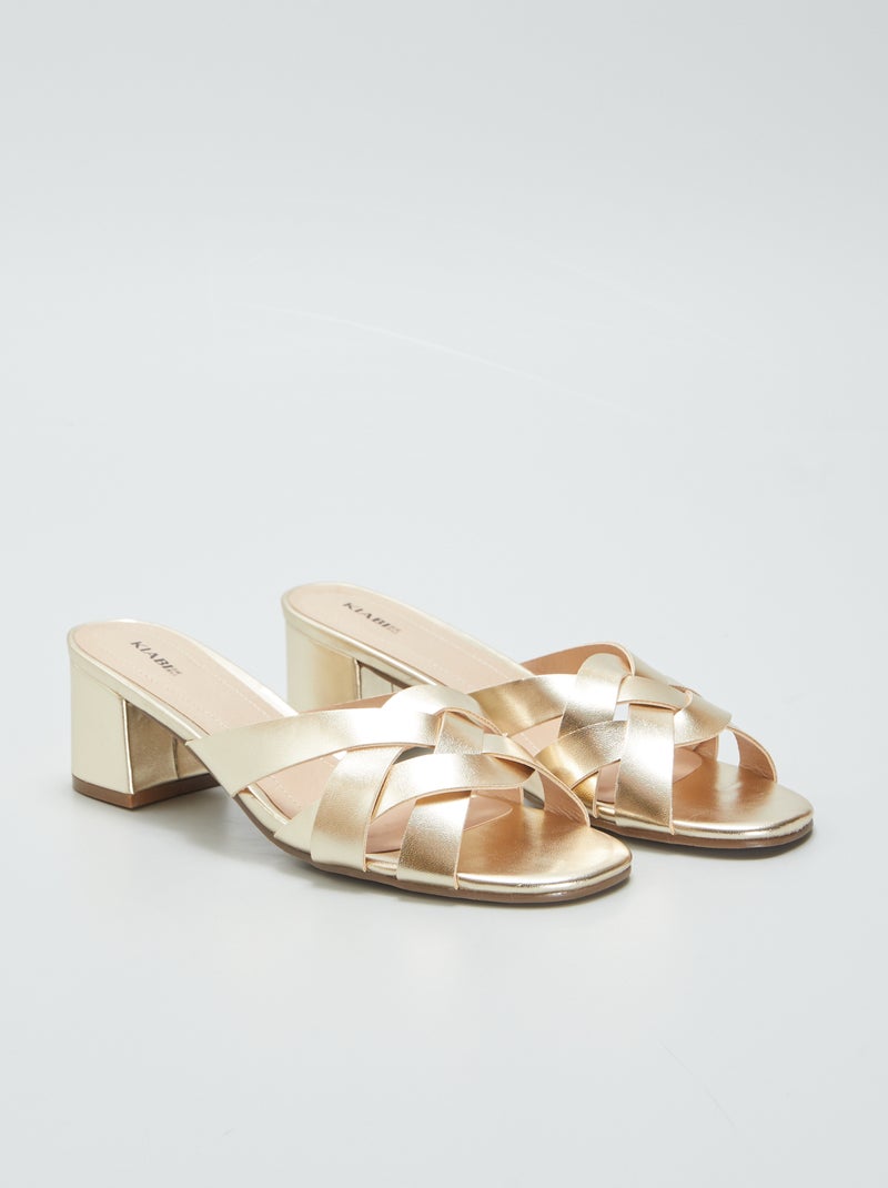Mules dorate con tacco GIALLO - Kiabi