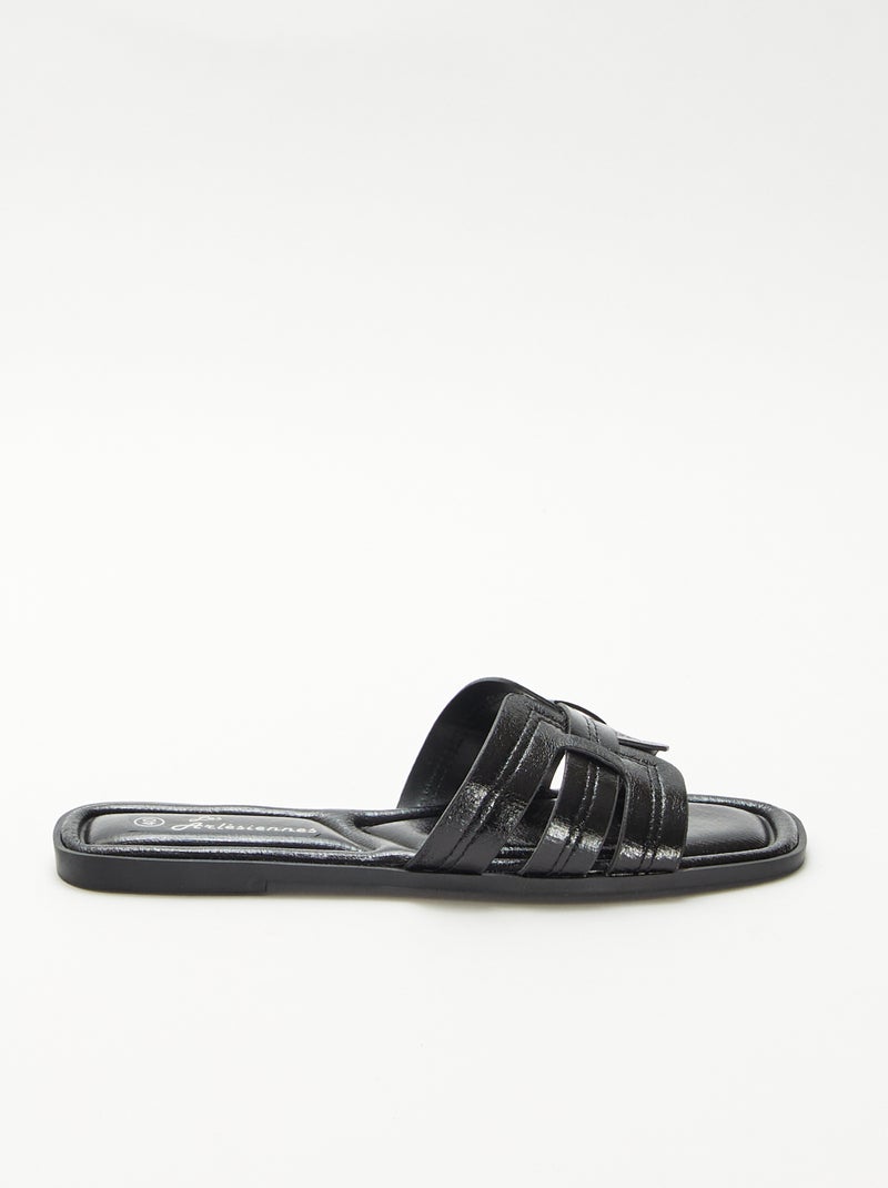 Mules effetto pelle craquelé Nero - Kiabi