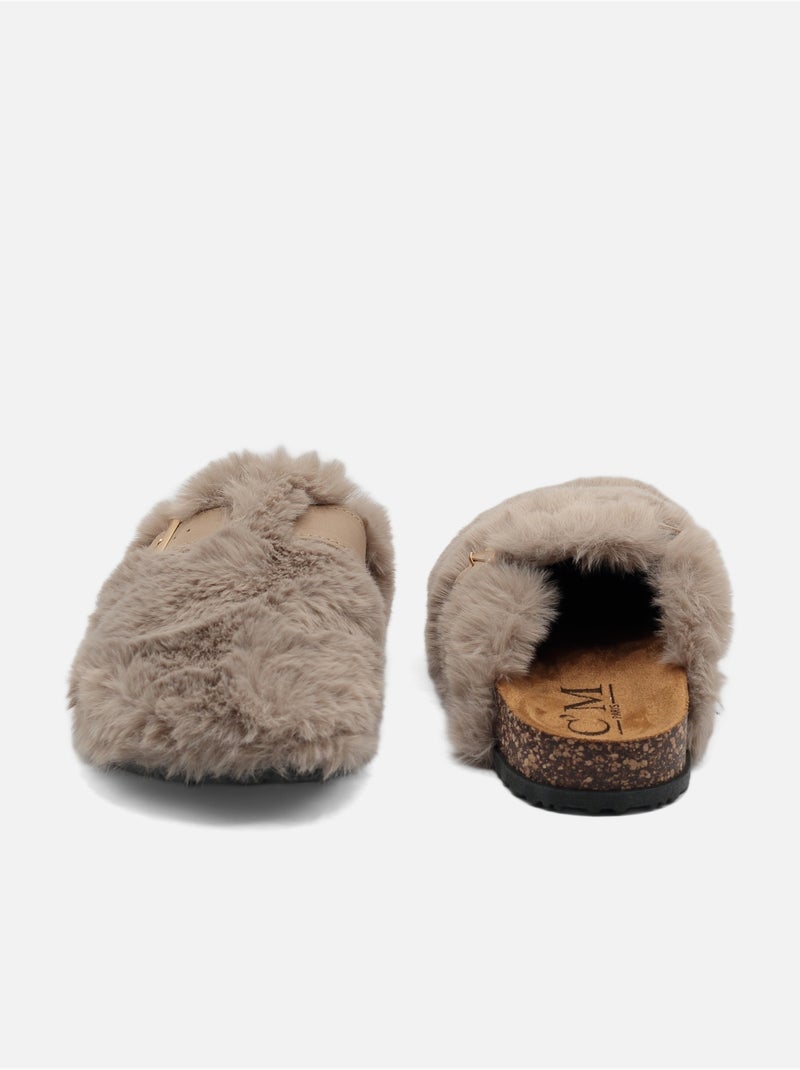 Mules in pelliccia sintetica Cachi - Kiabi