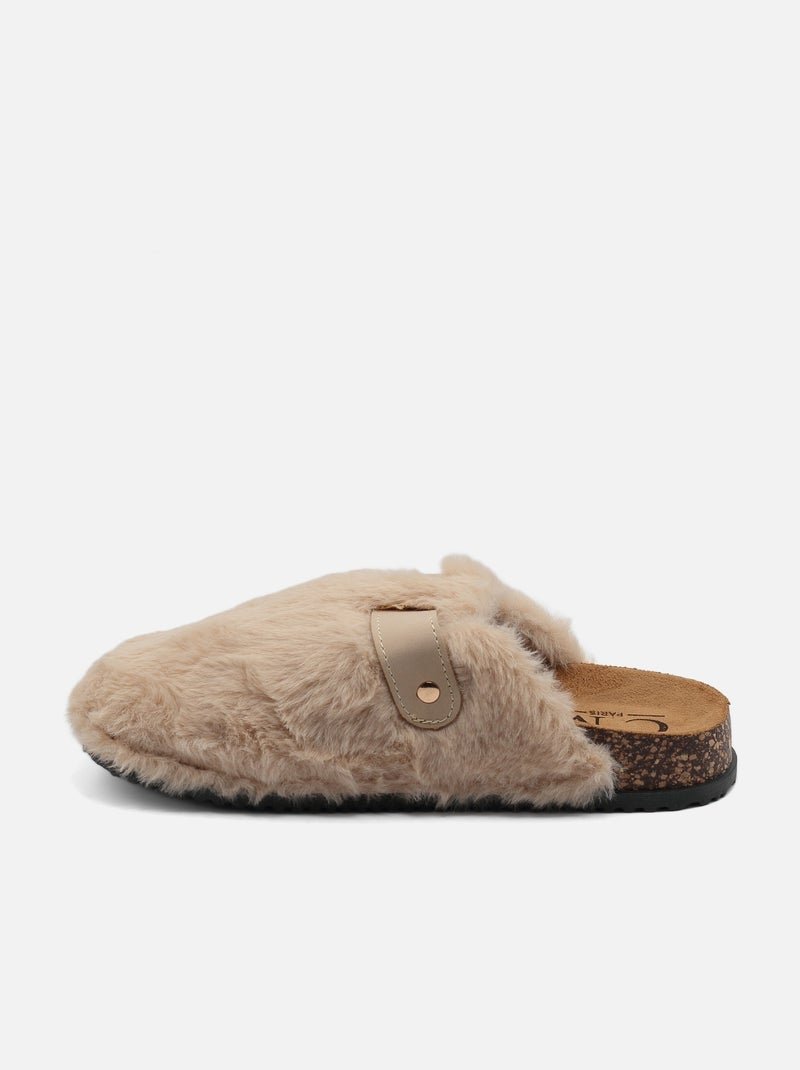 Mules in pelliccia sintetica Crema - Kiabi
