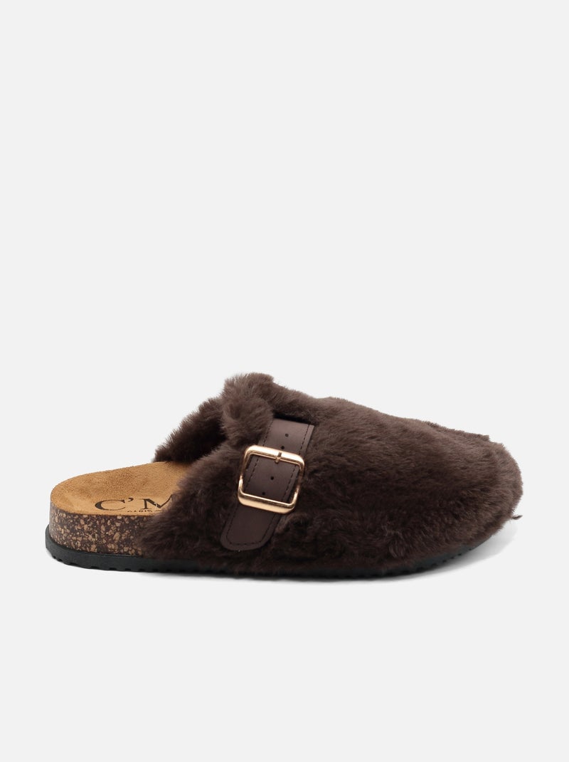 Mules in pelliccia sintetica Marrone - Kiabi