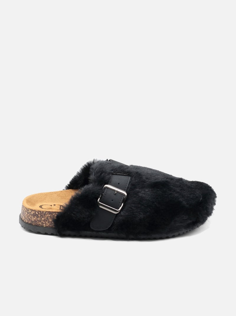 Mules in pelliccia sintetica Nero - Kiabi