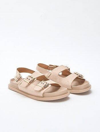 Mules in simil suede con cinturini regolabili sul retro