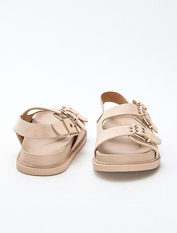 Mules in simil suede con cinturini regolabili sul retro