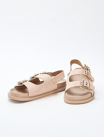 Mules in simil suede con cinturini regolabili sul retro