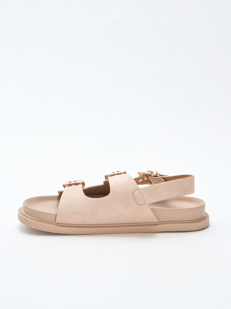 Mules in simil suede con cinturini regolabili sul retro Beige - Kiabi