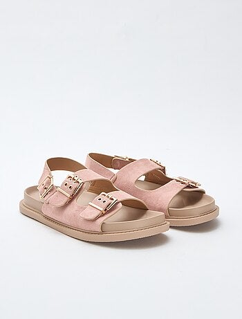 Mules in simil suede con cinturini regolabili sul retro