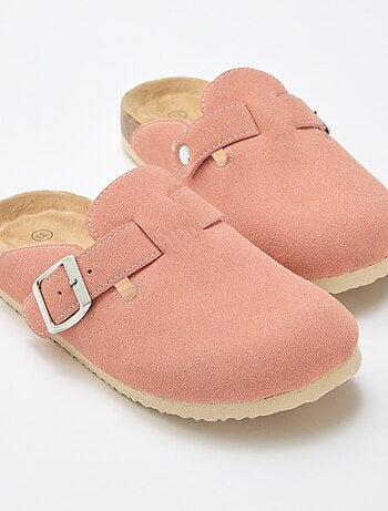 Mules in simil suede con cinturini