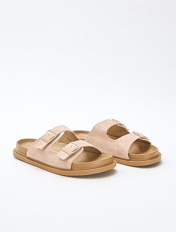 Mules in simil suede con doppia fascia