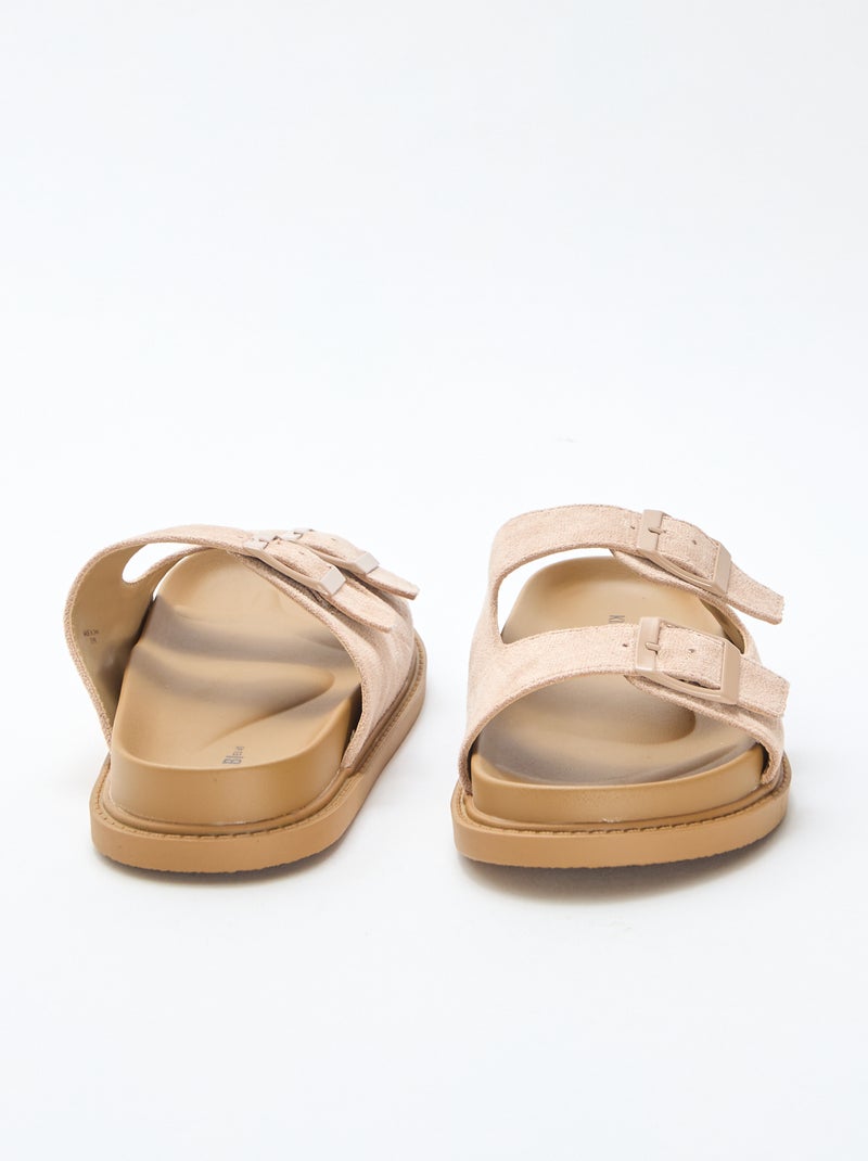 Mules in simil suede con doppia fascia Beige - Kiabi