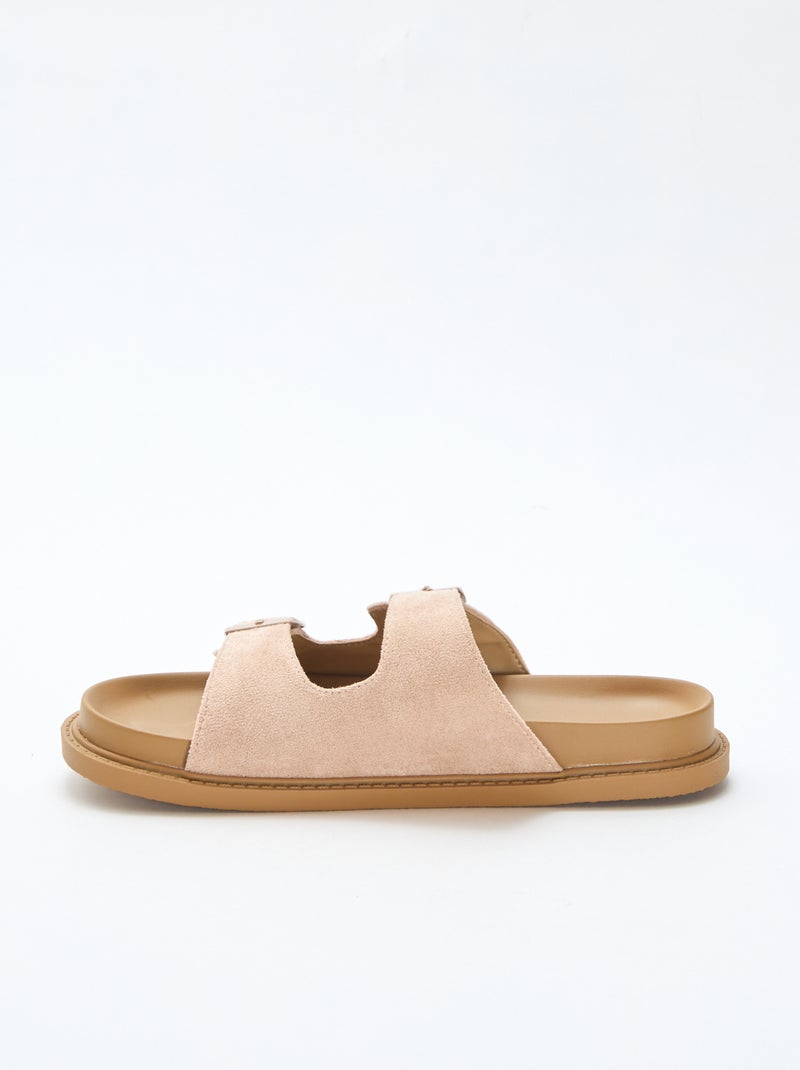 Mules in simil suede con doppia fascia Beige - Kiabi