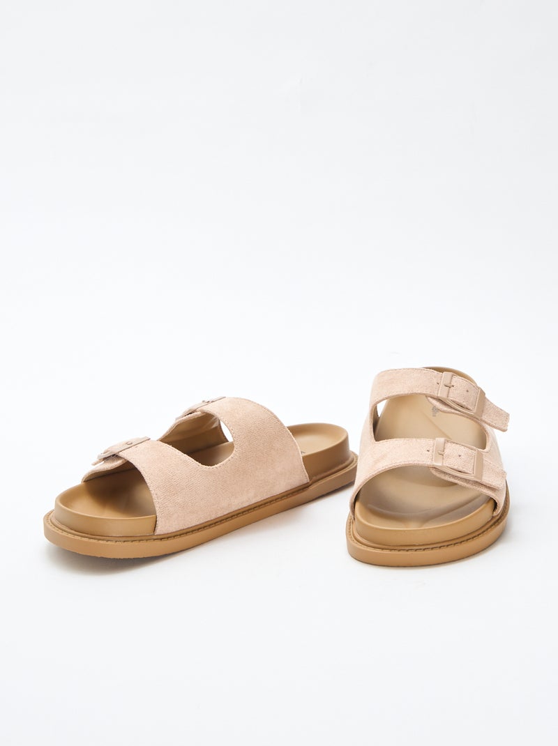 Mules in simil suede con doppia fascia Beige - Kiabi
