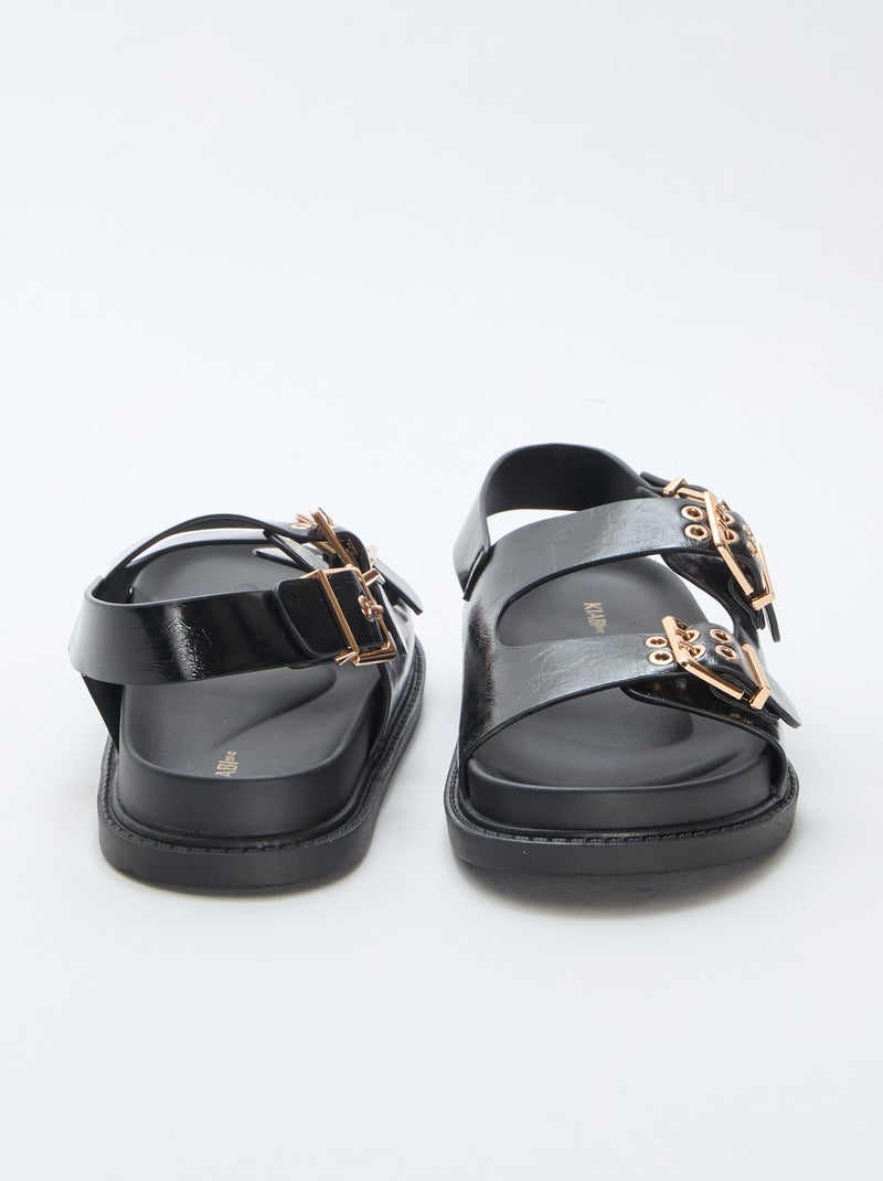 Mules in similpelle con 3 cinturini regolabili Nero - Kiabi