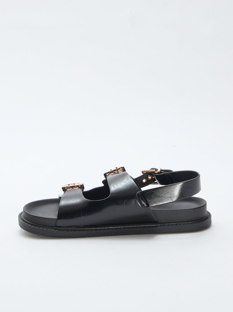 Mules in similpelle con 3 cinturini regolabili Nero - Kiabi