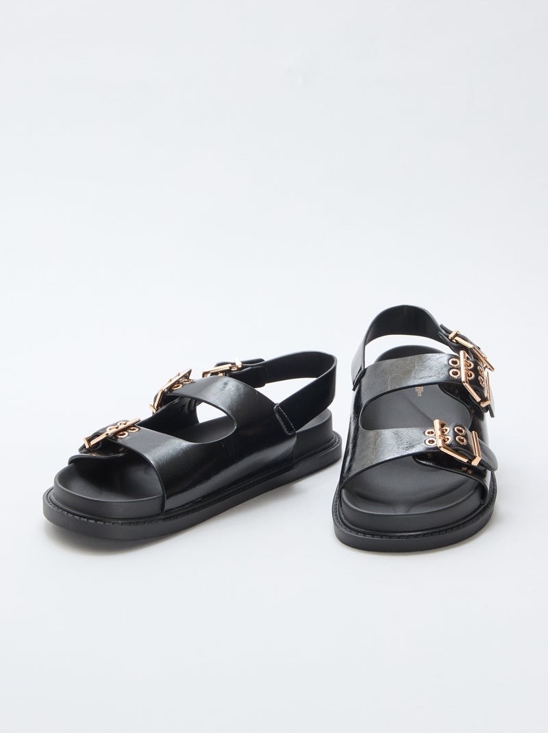 Mules in similpelle con 3 cinturini regolabili Nero - Kiabi