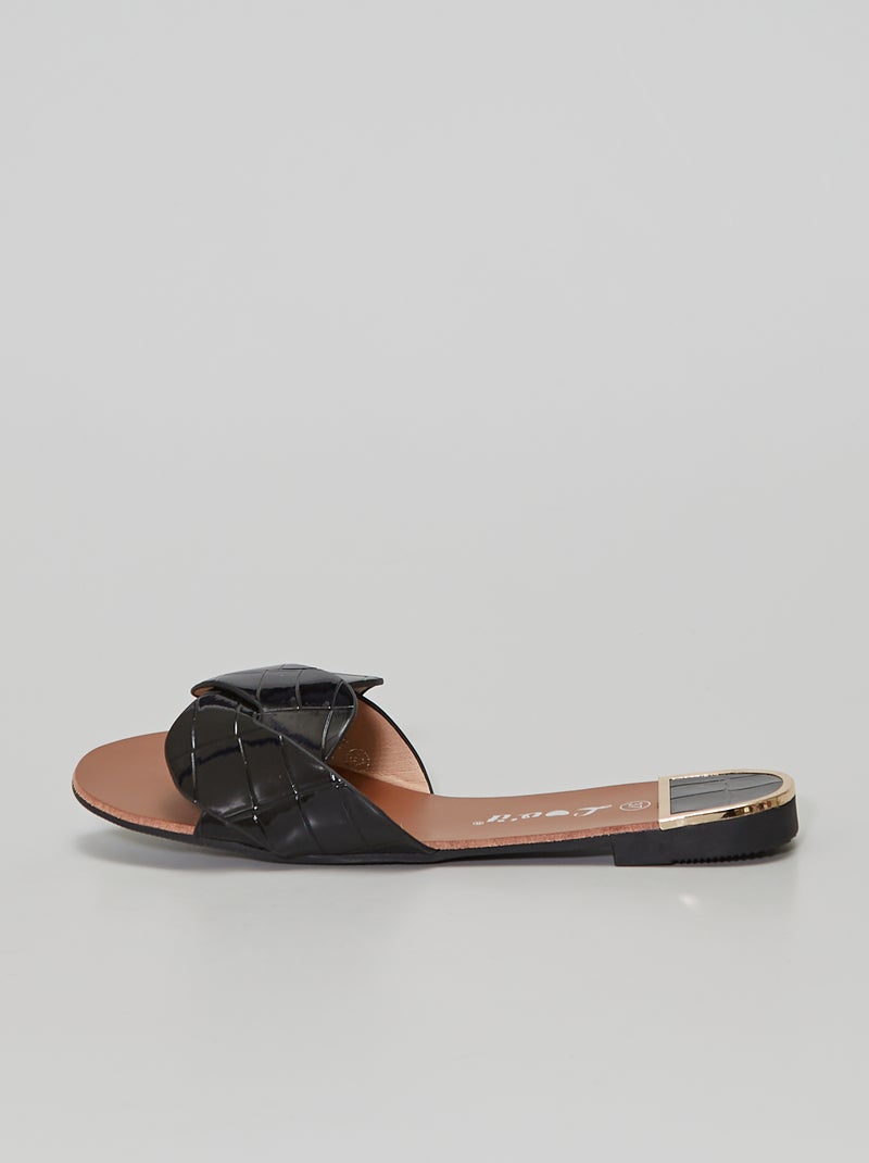 Mules intrecciate vernice nero - Kiabi