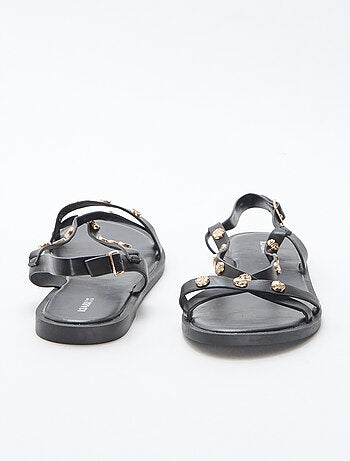 Mules multi-fascette con borchie brillanti