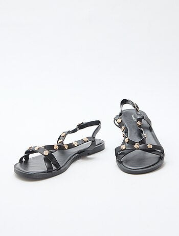 Mules multi-fascette con borchie brillanti