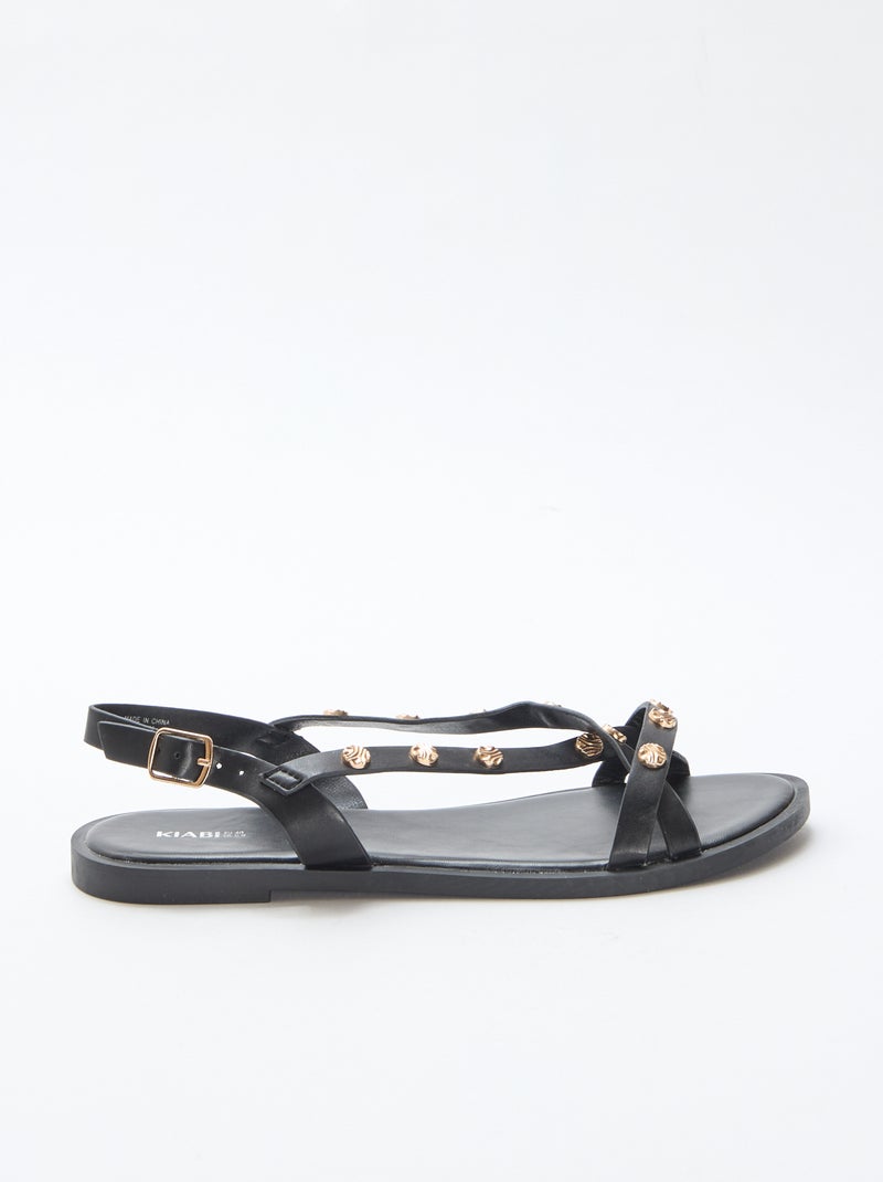 Mules multi-fascette con borchie brillanti Nero - Kiabi