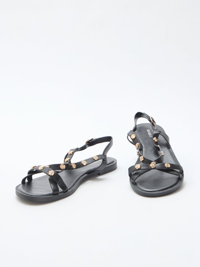 Mules multi-fascette con borchie brillanti Nero - Kiabi
