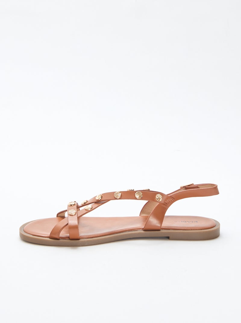Mules multi-fascette con borchie lucenti Marrone - Kiabi