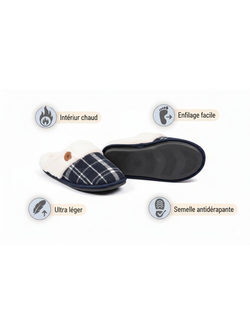 Mules uomo Jacquard scozzese MU9732 - Kiabi Mules uomo Jacquard scozzese MU9732 - Kiabi