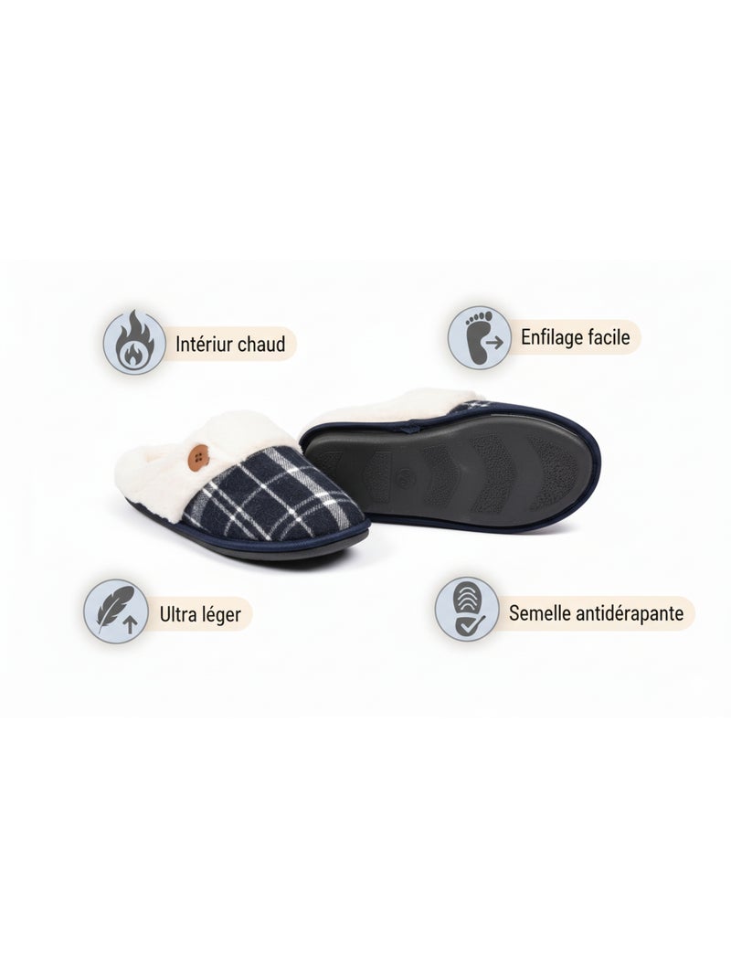 Mules uomo Jacquard scozzese MU9732 Blu marino - Kiabi