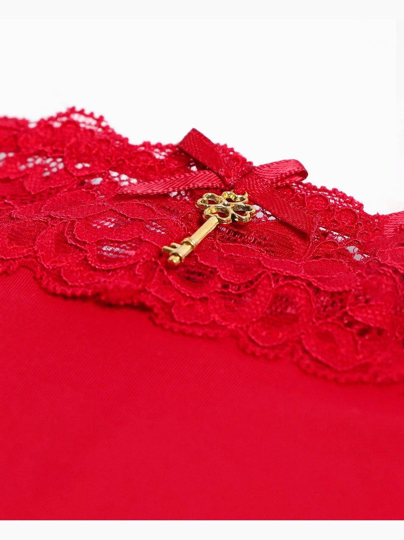 Mutandine in pizzo ADMAS con confezione regalo per donna Rosso scuro - Kiabi