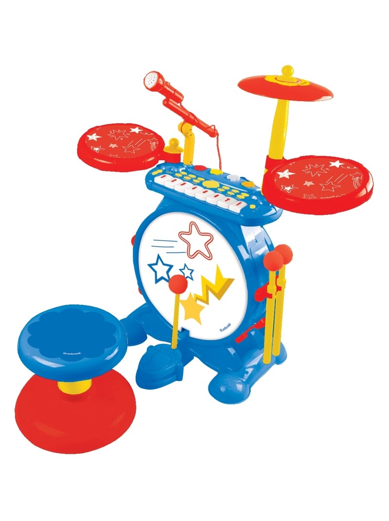 My Rock Band set completo di batteria elettronica luminosa con sedile Blu - Kiabi