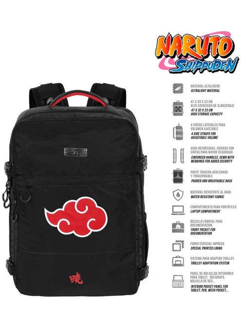 Naruto Clouds Zaino Grande da Viaggio Mercury 47x23x33cm, Nero - Kiabi