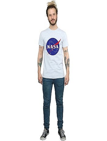 NASA Insignia Maglietta Logo Effetto Invecchiato Uomo