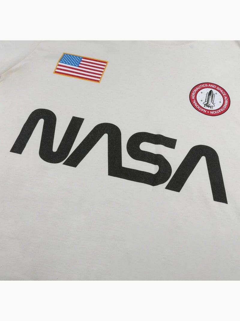 NASA Maglietta Distintivo Uomo Bianco Beige - Kiabi