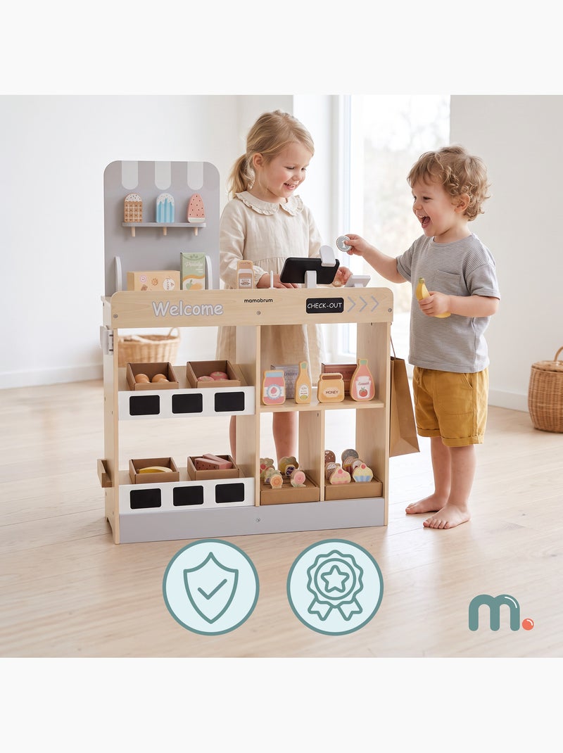 Negozio giocattolo legno bambini cassa scanner 60 accessori mamabrum N/D - Kiabi