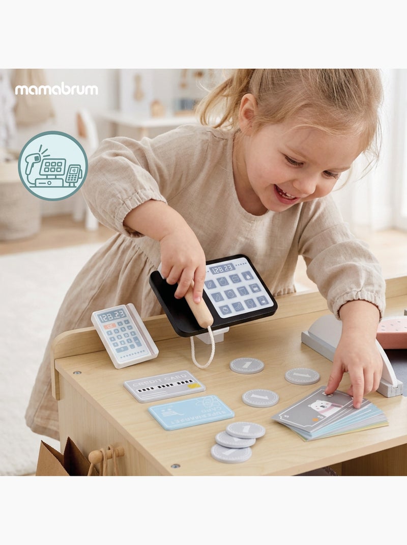 Negozio giocattolo legno bambini cassa scanner 60 accessori mamabrum N/D - Kiabi