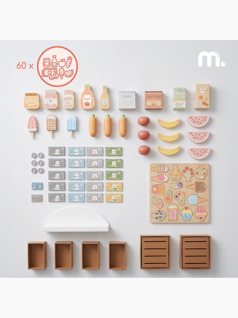 Negozio giocattolo legno bambini cassa scanner 60 accessori mamabrum N/D - Kiabi