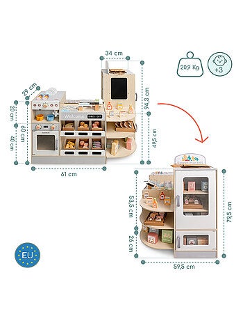 Negozio in legno per bambini con fast food e 100+ accessori gioco educativo