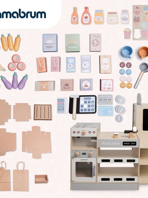 Negozio in legno per bambini con fast food e 100+ accessori gioco educativo - Kiabi