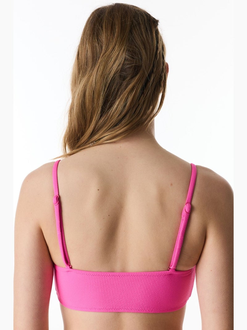 Nena lucido top bikini senza spalline con texture a nodo penti Rosa fluo/Solinotes - Kiabi