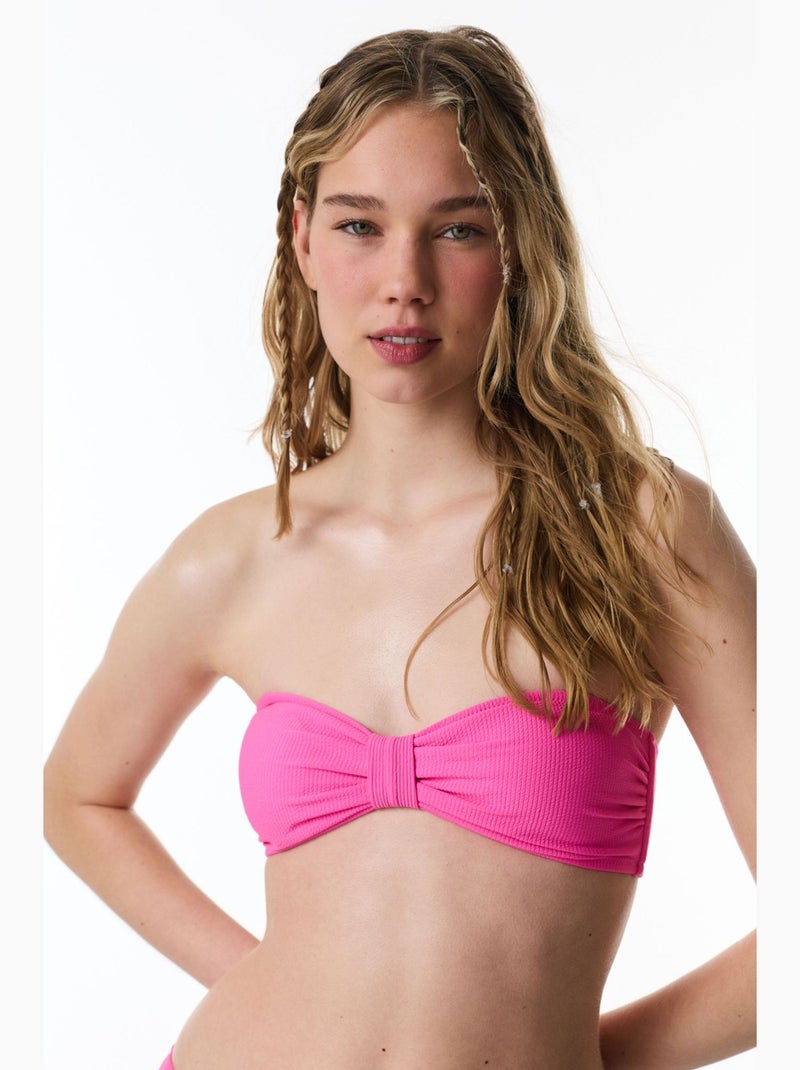 Nena lucido top bikini senza spalline con texture a nodo penti Rosa fluo/Solinotes - Kiabi